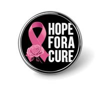 Breast Cancer Ribbon Cure Enamel Lapel Pin Round Badge Brooches for Women Men Jewelry Backpack Hats Decor