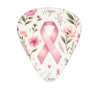 Breast-Cancer-Ribbon-Hope 12 Pack Guitar Picks With 3 Thicknesses And Storage Box, Abs Plectrums For Electric Bass Guitar Players