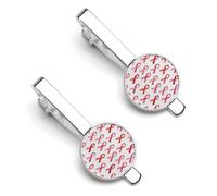 Breast Cancer Ribbon Tie Clip And Cufflinks Tacks Pin Cuff Links Ties Bar for Necktie 2 Set