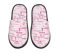 Breast Cancer Ribbons Awareness Print Slippers Soft Fluffy Slippers Non Slip Slipper For Travel Women Bathroom M