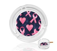 Breast Cancer Ribbons Hearts Ashtrays for Cigarettes Portable Decorative Ashtray for Home Office