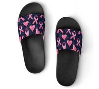 Breast Cancer Ribbons Hearts Unisex Shower Slippers Non Slip Slides Bathroom Beach Pool Sandals