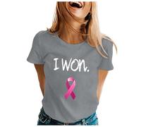 Breast Cancer Shirt for Women Pink Ribbon Pink Shirt Be Cancer Survivor Unbreakable and Awareness T-Shirt Breast Awareness Tops T Ladies Gifts for Woman October Family (Grey,S)