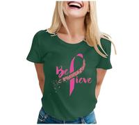 Breast Cancer Shirt for Women Pink Ribbon Pink Shirt Ribbon Breast Cancer Awareness T-Shirt Tops Womens T Shirts Let's F##K Plain Tshirt Adults Gifts October Family (Green,S)