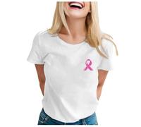 Breast Cancer Shirt for Women Pink Ribbon Pink Shirt Strong Family Breast Cancer Awareness T-Shirt Survivor Tops T T Shirts Ladies Gifts for Women Funny October Family (White,M)