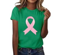 Breast Cancer Shirt for Women Women Pink Ribbon T Shirt This is My Cancer Fighting T-Shirt Breast UK Pink Ribbon Short Sleeve Tops Support T XL Gifts for October Family (Green,XXL)