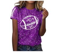 Breast Cancer Shirt for Women Women Ribbon Shirt This is My Cancer Fighting T-Shirt Awareness Tee Tops Race for Life T Ladies Pink Short Sleeve Gifts Woman October (Purple,L)