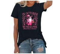 Breast Cancer Shirt for Women Women Ribbon Shirt This is My Cancer Fighting T-Shirt Funny Breast Tops Race for Life Research T-Shirt Pink Oversized Cotton Gifts October (Black,L)