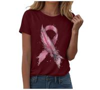 Breast Cancer Shirt Girls Pink Ribbon Youths T-Shirt This is My Cancer Fighting Shirt T-Shirt Breast Awareness Tops Running T Ladies Pink Loose Fit October October (Wine,L)