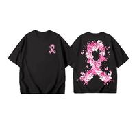 Breast Cancer Shirt Heart Pink Ribbon Tshirt This is My Cancer Fighting Shirt T-Shirt Survivor Tops Race for Life Research T-Shirt Pink V Neck T Women Gifts for Woman (Black,L)