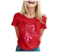 Breast Cancer Shirt Pink Ribbon Pink Shirt This is My Cancer Fighting T-Shirt Tops Tee Shirts Plain T Adults Pamper Gifts for Women Going Through Breast October Family (Red,XXL)