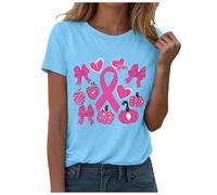 Breast Cancer Shirt Ribbon Shirt This is My Cancer Fighting T-Shirt Breast Awareness Tops Pink Research T Neon Pink Tshirt Adults Gifts for Women Funny October Family (Light Blue,M)
