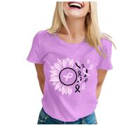 Breast Cancer Shirt Ribbon Shirt This is My Cancer Fighting T-Shirt Pink Womens Tops Research Tshirt Womens Cute Summer Pink Shirts Ladies Breast Gifts for Women October (Purple,XL)