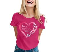 Breast Cancer Shirt Women Pink Ribbon T Shirt Breast Cancer Awareness T-Shirt Funny Tops Research Tshirt Women Pink Tshirt Adults Ladies Gifts for Woman October Family (Hot Pink,XXL)