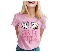 Breast Cancer Shirt Women Ribbon Shirt Together Cancer Awareness T-Shirt Research Tops Race for Life T-Shirts Plain Pink T Women Breast Gifts for Funny October Family (Pink,XXL)