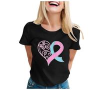 Breast Cancer Shirt Yellow Ribbon T Shirt Support Cancer T-Shirt Awareness Tee Tops Womens T Shirts Let's F##K Pink Short Sleeve Shirts for Women UK Gifts for Woman (Black,XL)
