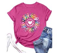 Breast Cancer Shirts for Women Pink Ribbon Shirt Cancer Awareness T-Shirt Spread The Hope Shirt Casual Short Sleeve Tops, Pink4, M