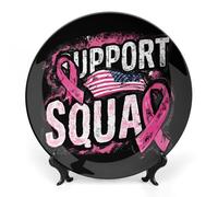 Breast Cancer Support Squad U.S.A. Flag Bone China Decorative Plates Wall Table Crafts Display Decor for Home Office