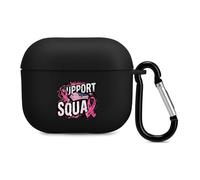 Breast Cancer Support Squad U.S.A. Flag Case Cover Compatible with AirPods 3 Protective Shell with Keychain