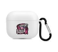 Breast Cancer Support Squad U.S.A. Flag Case Cover Compatible with AirPods 3 Protective Shell with Keychain