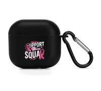 Breast Cancer Support Squad U.S.A. Flag Case Cover Compatible with AirPods 4 Protective Shell with Keychain