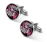 Breast Cancer Support Squad U.S.A. Flag Men's Cufflinks Tuxedo Cuff Links Dress Shirt Tie Accessories for Business Weddings