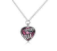 Breast Cancer Support Squad U.S.A. Flag Pet Ash Necklace Keepsake Memorial Heart Pendant Jewelry