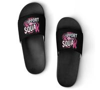 Breast Cancer Support Squad U.S.A. Flag Unisex Shower Slippers Non Slip Slides Bathroom Beach Pool Sandals