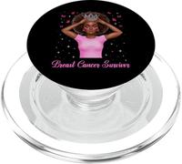 Breast Cancer Survivor Awareness African Woman Black Queen PopSockets PopGrip for MagSafe