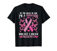 Breast Cancer Survivor Pink Ribbon Grace God Awareness Value Graphic T-Shirt