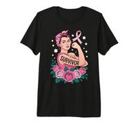 Breast Cancer Survivor Pink Ribbon Rosie Riveter Premium T-Shirt