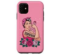 Breast Cancer Survivor Rosie Riveter Pink Ribbon Case for iPhone 11