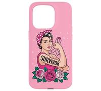 Breast Cancer Survivor Rosie Riveter Pink Ribbon Case for iPhone 15 Pro