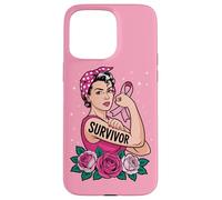 Breast Cancer Survivor Rosie Riveter Pink Ribbon Case for iPhone 15 Pro Max