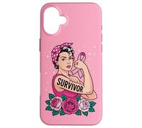 Breast Cancer Survivor Rosie Riveter Pink Ribbon Case for iPhone 16 Plus