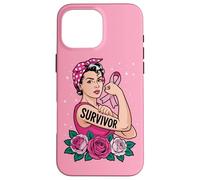 Breast Cancer Survivor Rosie Riveter Pink Ribbon Case for iPhone 16 Pro Max