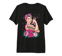 Breast Cancer Survivor Rosie Riveter Pink Ribbon Premium T-Shirt