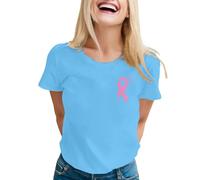 Breast Cancer Survivor Tshirt Heart Pink Ribbon Tshirt This is My Cancer Fighting Shirt T-Shirt Funny Breast Tops Women Ladies Bright Pink Funny Treatment Gift October (Blue,S)