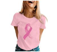 Breast Cancer Survivor Tshirt Heart Pink Ribbon Tshirt This is My Cancer Fighting Shirt T-Shirt Women Short Sleeve Tops Breast Tee Shirts Lady Fit T Shirt Gifts for Women (Pink,L)