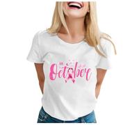 Breast Cancer Survivor Tshirt Pink Ribbon Gifts Awareness T-Shirt Support Cancer T-Shirt Pink Tops Research Tshirt Women Crew Neck Tshirts Women Funny Treatment Gift (White,S)