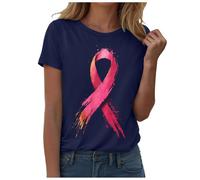 Breast Cancer Survivor Tshirt Pink Ribbon Tshirt This is My Cancer Fighting Shirt T-Shirt Research Tops Breast Survivor T Shirt Pink Short Sleeve Womens Gifts October (Navy,M)