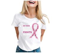Breast Cancer Survivor Tshirt Ribbon Shirt Breast Cancer Awareness Month T-Shirt Funny Tops Golf T Shirts Pink Shirt Women Short Sleeve Gifts for Women Funny October (White,S)