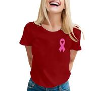 Breast Cancer Survivor Tshirt Ribbon Shirt Support Cancer T-Shirt Breast Awareness Tops Womens T Shirts Let's F##K Pink T-Shirt Women Gifts for Women Funny October (Wine,S)