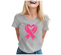 Breast Cancer Survivor Tshirt,This is My Fighting Shirt T-Shirt Women Pink Ribbon T Awareness Short Sleeve Tops Ladies Long T-Shirts Race for Life Research October UK (Grey,3XL)