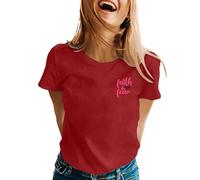 Breast Cancer Survivor Tshirt Women Ribbon Shirt Pink Ribbon Breast Cancer Awareness T-Shirt Tops for Ladies Hey Tshirt Shirts for Women Adult Pink Half Sleeve Gifts (Red,M)