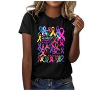 Breast Cancer Survivor Tshirt Women Ribbon Shirt This is My Cancer Fighting Shirt T-Shirt Pink Tops Heart T Shirts for Women Ladies Pink Short Sleeve Tshirt October (Black,L)
