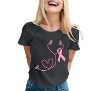 Breast Cancer Survivor Tshirt Yellow Ribbon T Shirt Breast Cancer Shirt for Mom T-Shirt Pink Tops Womens T Shirts Let's F##K Pink Tshirt Womens Gym Funny Treatment Gift (Dark Gray,M)