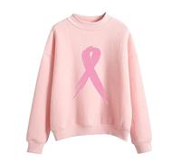 Breast Cancer Sweatshirt for Women Uk Loose Fit Crew Neck Hoodless Sweatshirt Fashion Breast Cancer Prevention Elements Sweatshirts Elegant Long Sleeve Tunic Tops Health Theme Plus Size Jumper Pink