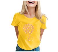 Breast Cancer T-Shirt for Women,Breast Awareness Month Pink Ribbon T Shirt Summer Tops Women UK Ladies Football Research Tshirt Gifts Female Funny Support for My Mom (Yellow,4XL)
