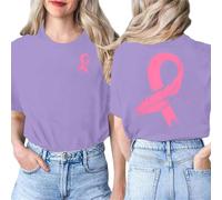 Breast Cancer T-Shirt for Women Pink Ribbon Tshirt Strong Family Breast Cancer Awareness T-Shirt Funny Tops Survivor Tshirt Women Pink Womens Race for Life Gifts October (Purple,3XL)